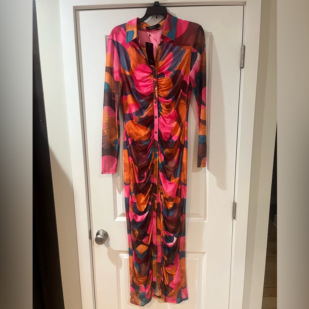 Colorful button up dress